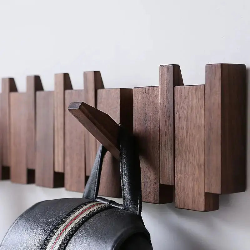 Porte-manteau mural design "Clavier de Piano" en bois de noyer Home and Kitchen