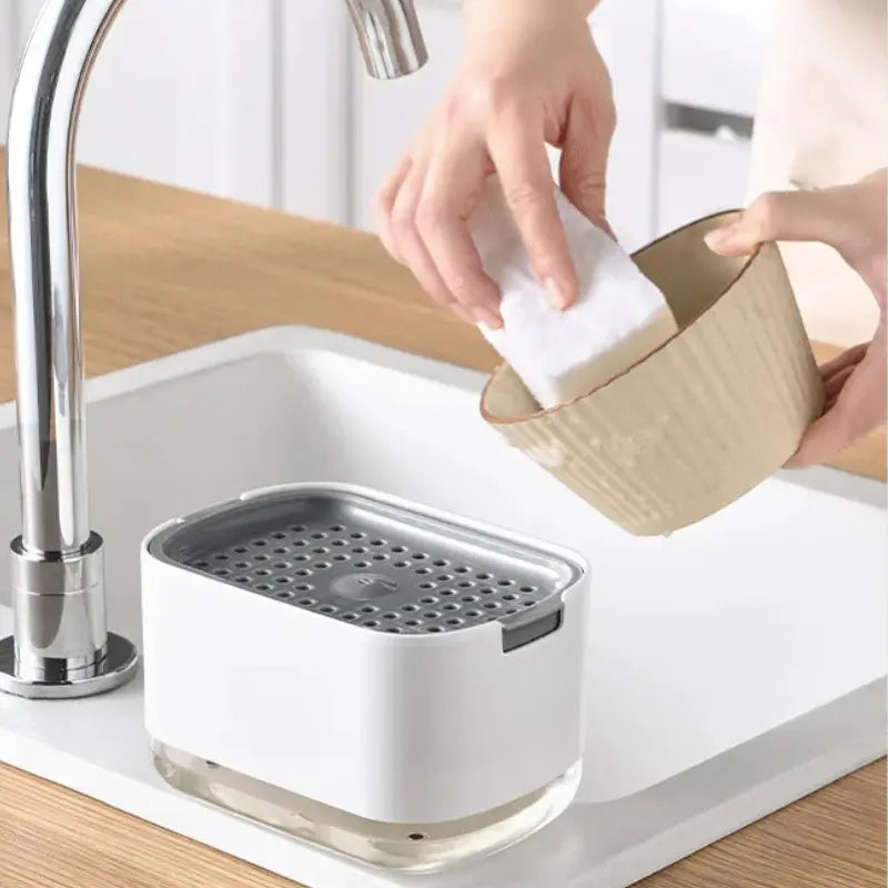 Distributeur de Savon Liquide avec Porte-Éponge Home and Kitchen
