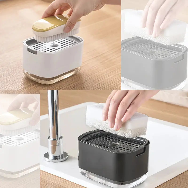 Distributeur de Savon Liquide avec Porte-Éponge Home and Kitchen