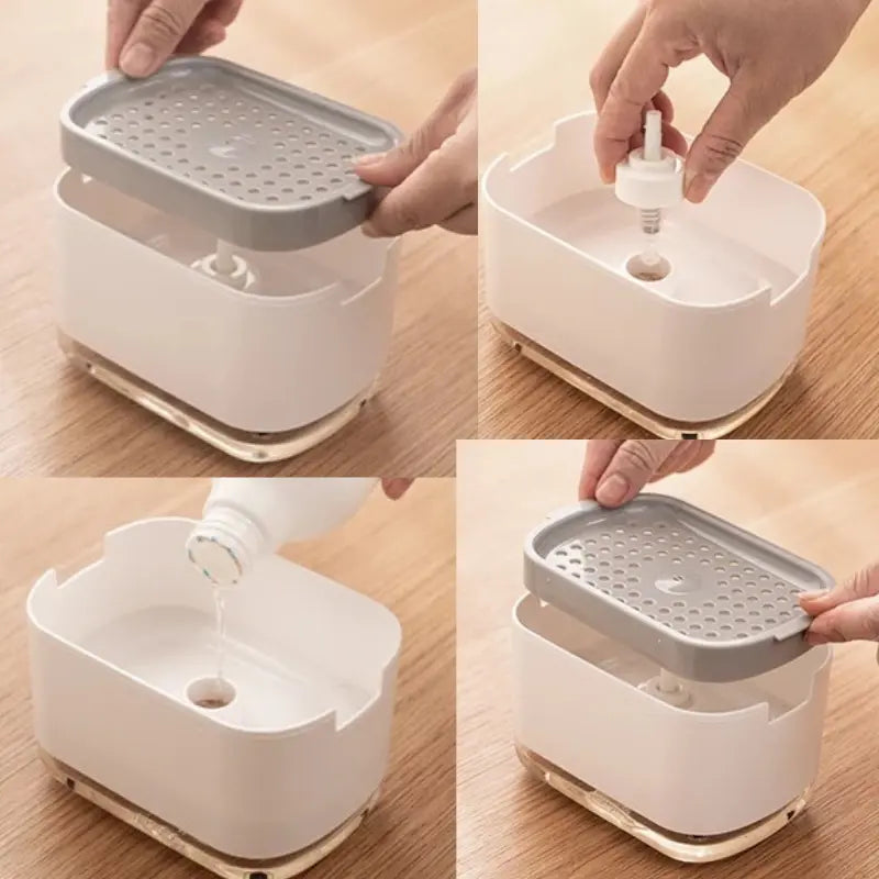 Distributeur de Savon Liquide avec Porte-Éponge Home and Kitchen