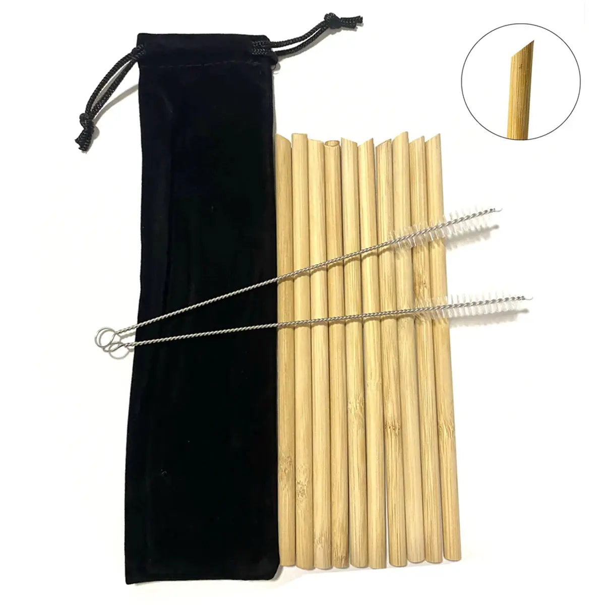 Pailles à boire en bambou naturel réutilisables avec étui, bionickel ables, écologiques, pour cocktail, bar, boissons, 10 pièces Home and Kitchen