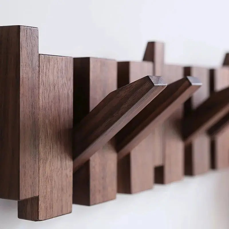 Porte-manteau mural design "Clavier de Piano" en bois de noyer Home and Kitchen