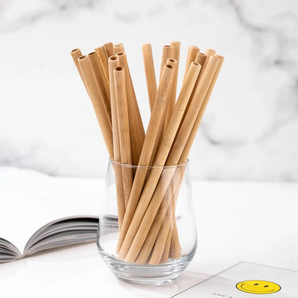 Pailles à boire en bambou naturel réutilisables avec étui, bionickel ables, écologiques, pour cocktail, bar, boissons, 10 pièces Home and Kitchen