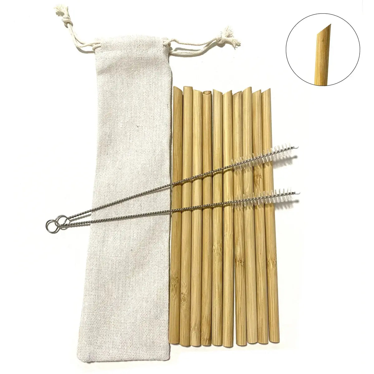 Pailles à boire en bambou naturel réutilisables avec étui, bionickel ables, écologiques, pour cocktail, bar, boissons, 10 pièces Home and Kitchen