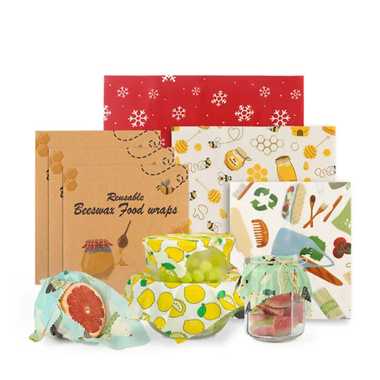 3 tailles enveloppes de cire d'abeille pour aliments réutilisables frais gardant le stockage enveloppes alimentaires de cire d'abeille écologiques tissu d'emballage alimentaire de cire d'abeille réutilisable Home and Kitchen
